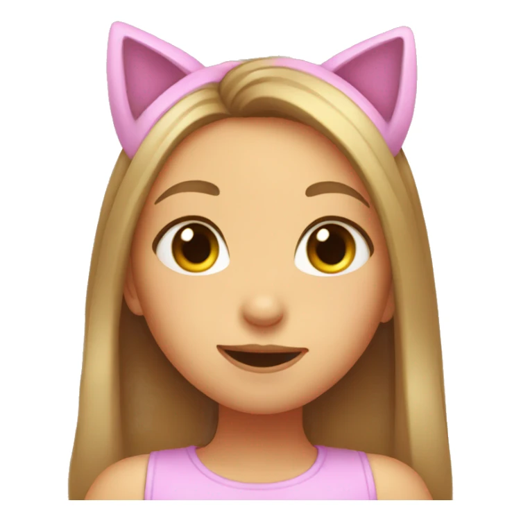 happy girl with cat ears making kissy face sticker