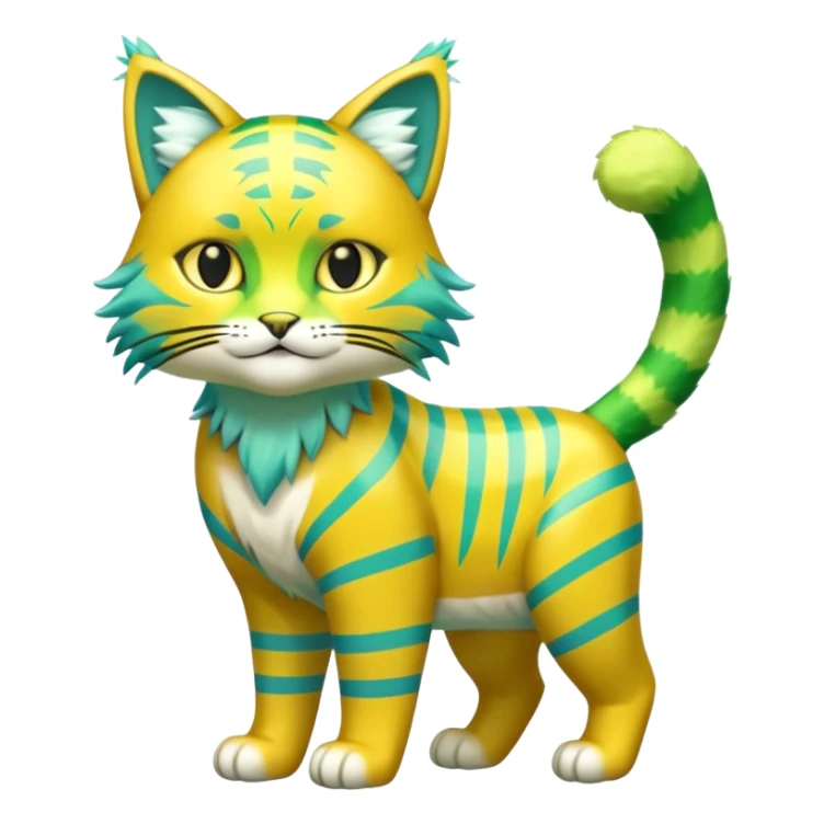 Shiny Green and Yellow Electrike-Sprigatito-Bobcat-Amaura-Aurorus-Shiny-glorp-cat-fusion (full body) sticker