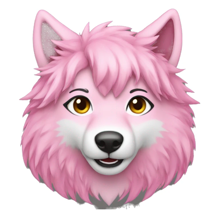 furry pink wolf long hair female sticker