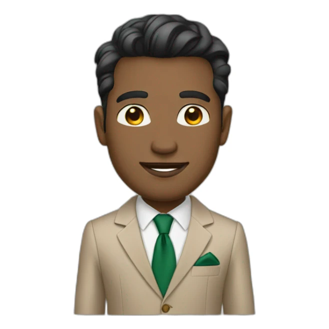 business man with a beige gucci suit without a tie  sticker