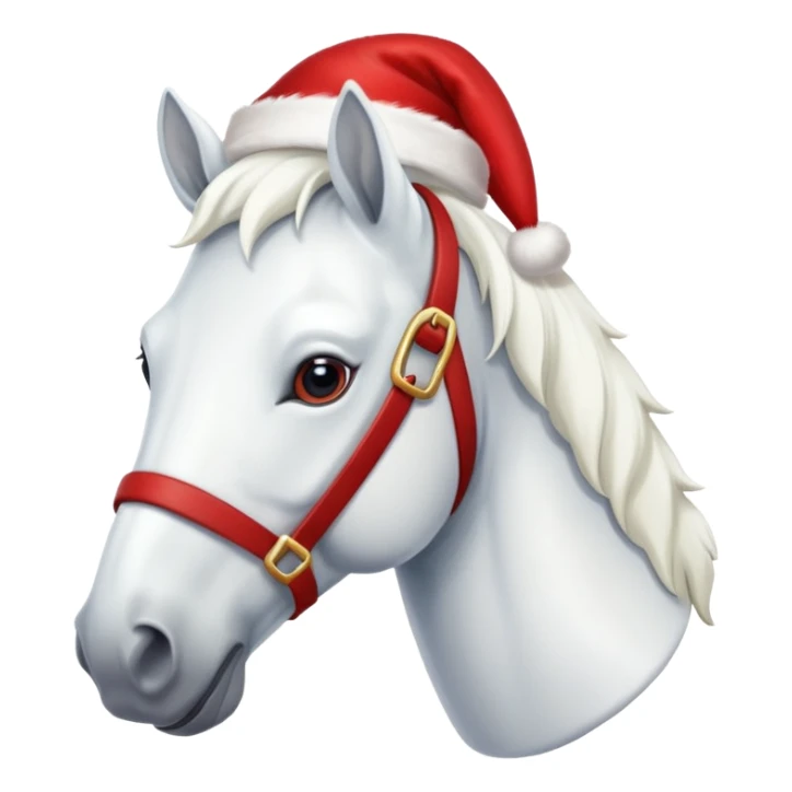 christmas new year's white horse with a red saddle sticker