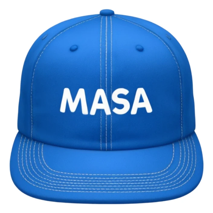 Blue cap with the lettering MASA sticker