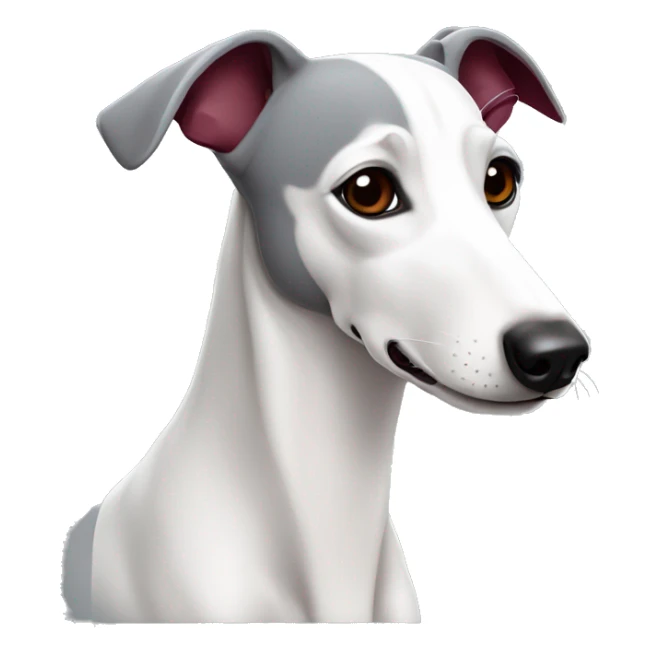 grey white whippet with burgundy details sticker