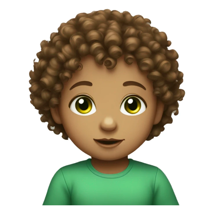 Brown curly haired baby with green eyes sticker