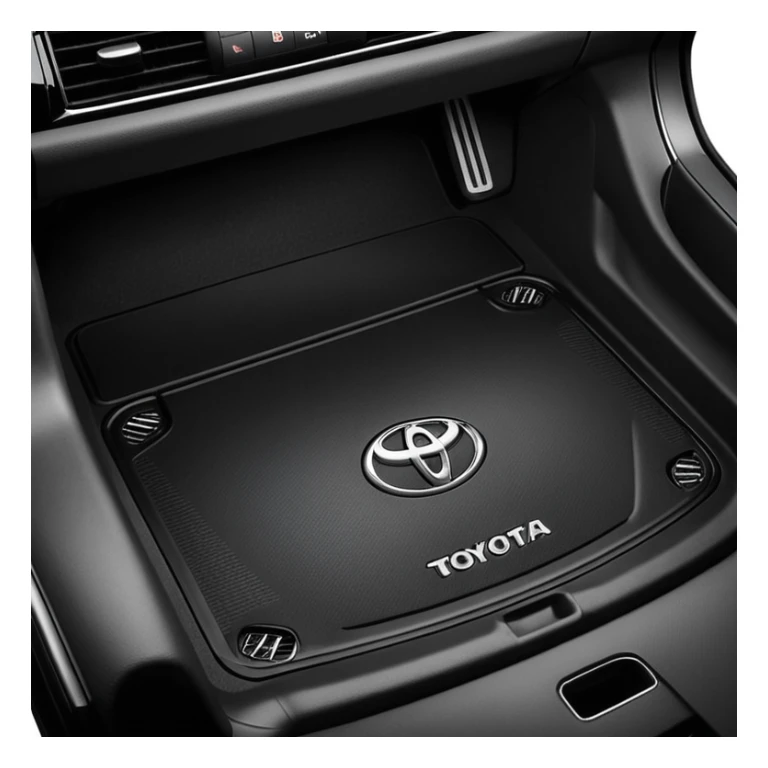 a black textured surface, likely a piece of automotive trim or a floor mat, featuring the branding for a Toyota Fortuner.
 sticker