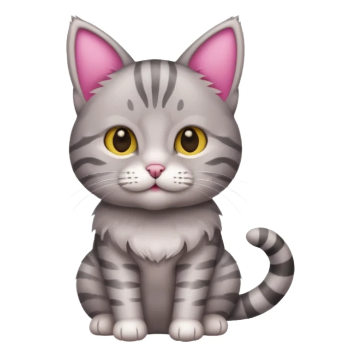 grey tabby cat: pink ears fur sticker
