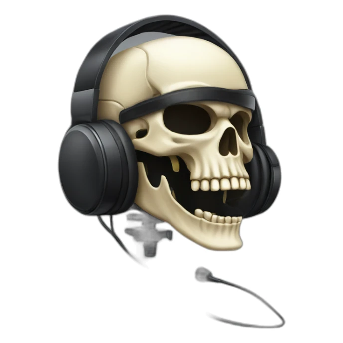 Military Skeleton mask with a long black mask underneath it and headset with a microphone sticker