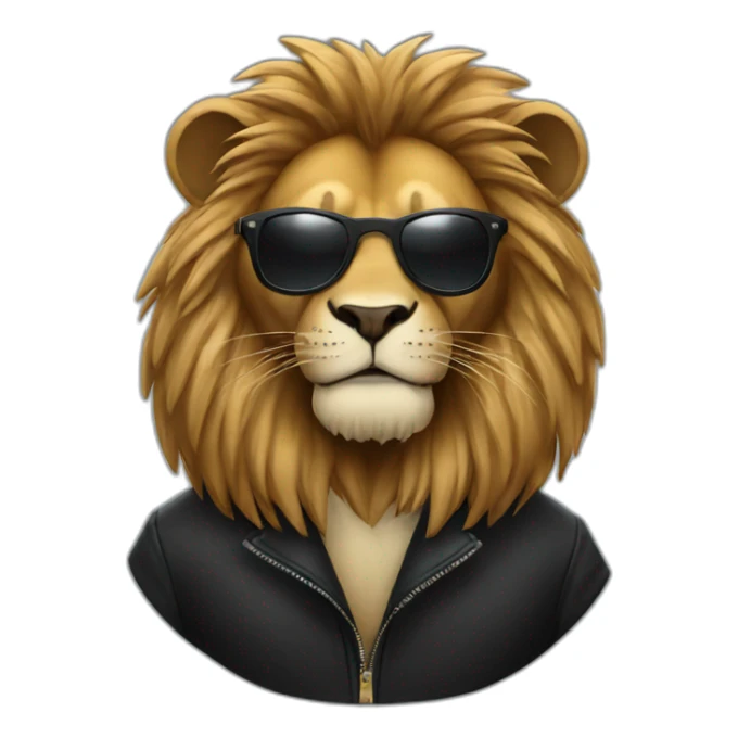 Lion with sunglasses wearing black coat sticker