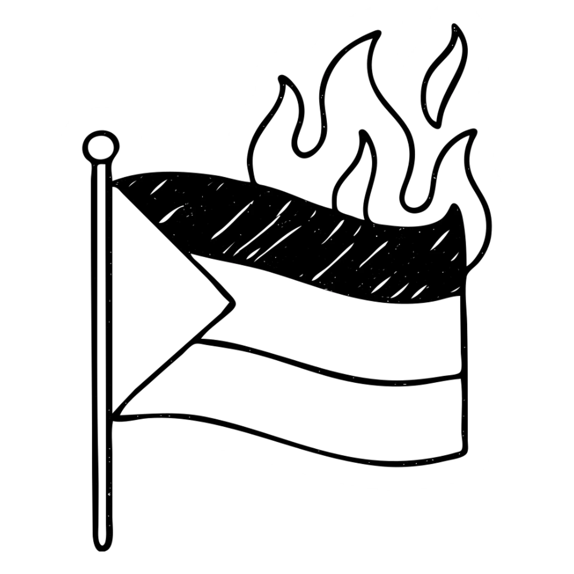 hand-drawn outline of the Palestine flag with burning effect sticker