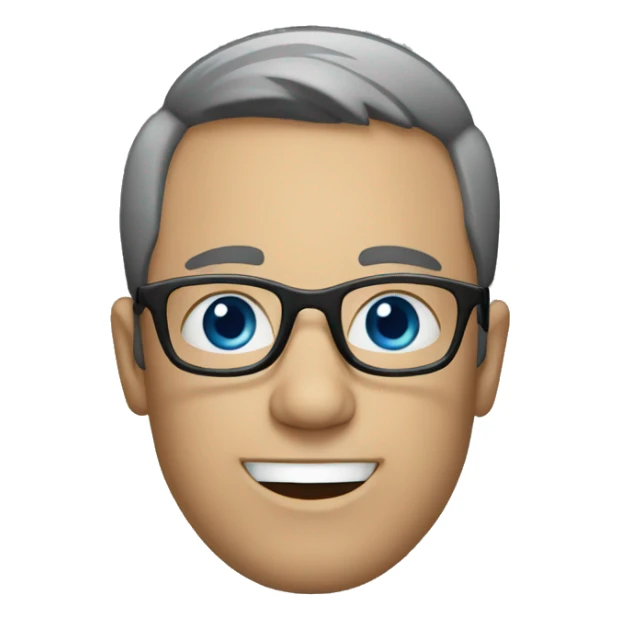 man with glasses and blue eyes welcoming  sticker