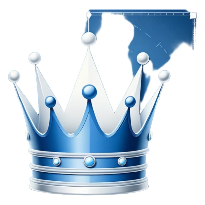 side perspective of a blue blueprint plan with white lines forming a crown sketch sticker