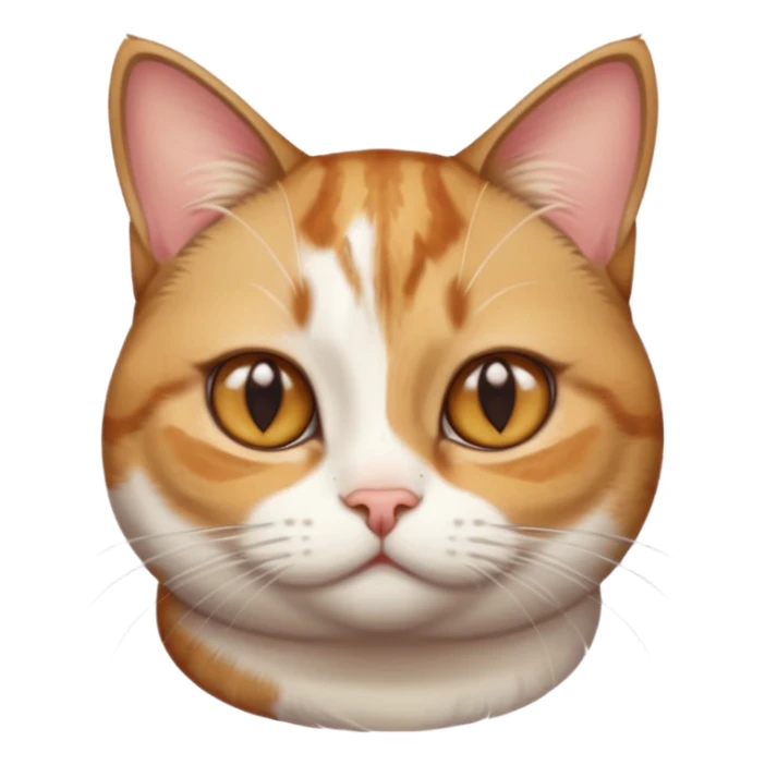 torbie and white cat with small head, hazel eyes, and short but chubby body sticker