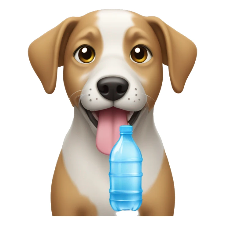 dog drinking a bottle of water  sticker