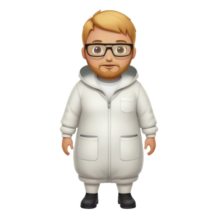 full body medium plus size bee keeper with  short light strawberry blonde hair and goatee wearing glasses  sticker