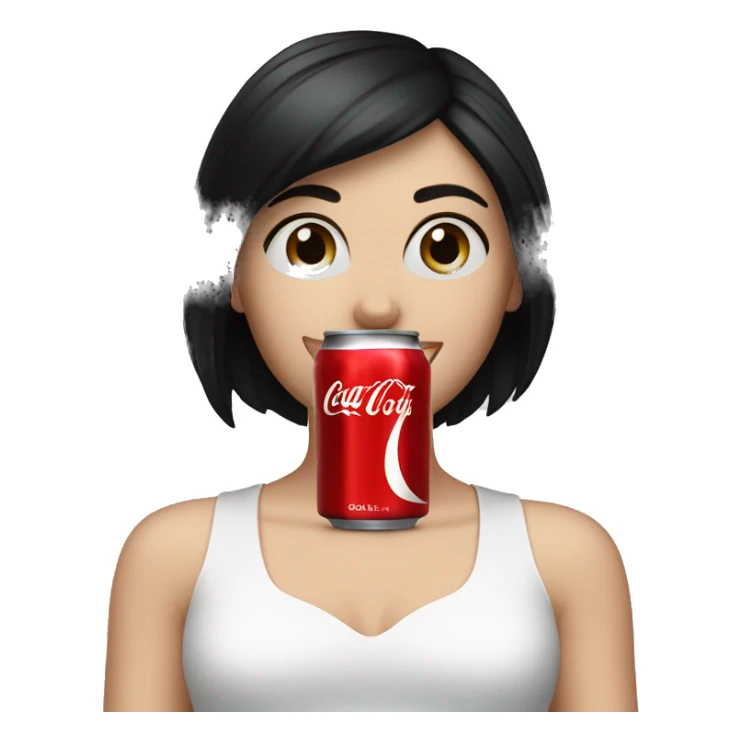 White girl, black hair, drinking Coke zero sticker