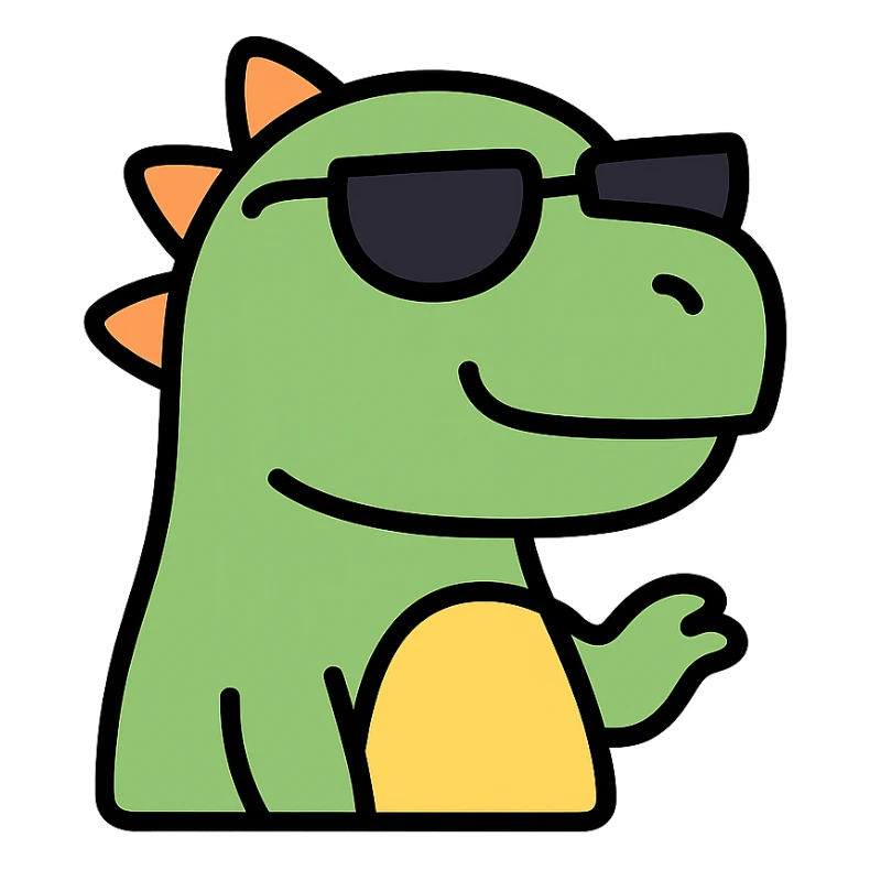 dinosaur wearing sunglasses, colorful icon sticker