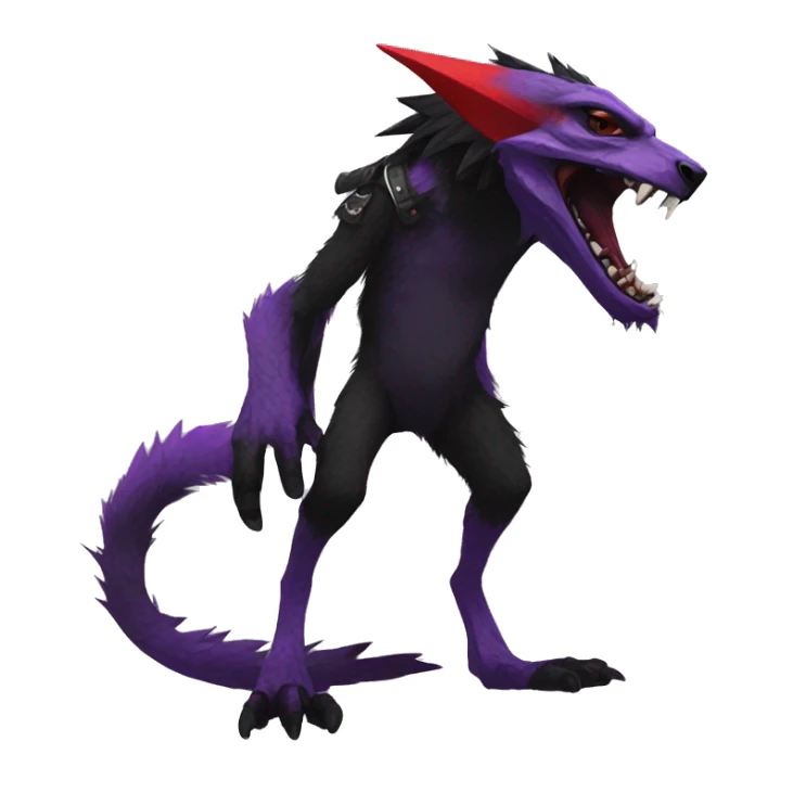 Black and purple and red edgy punk vernid-sergal full body sticker