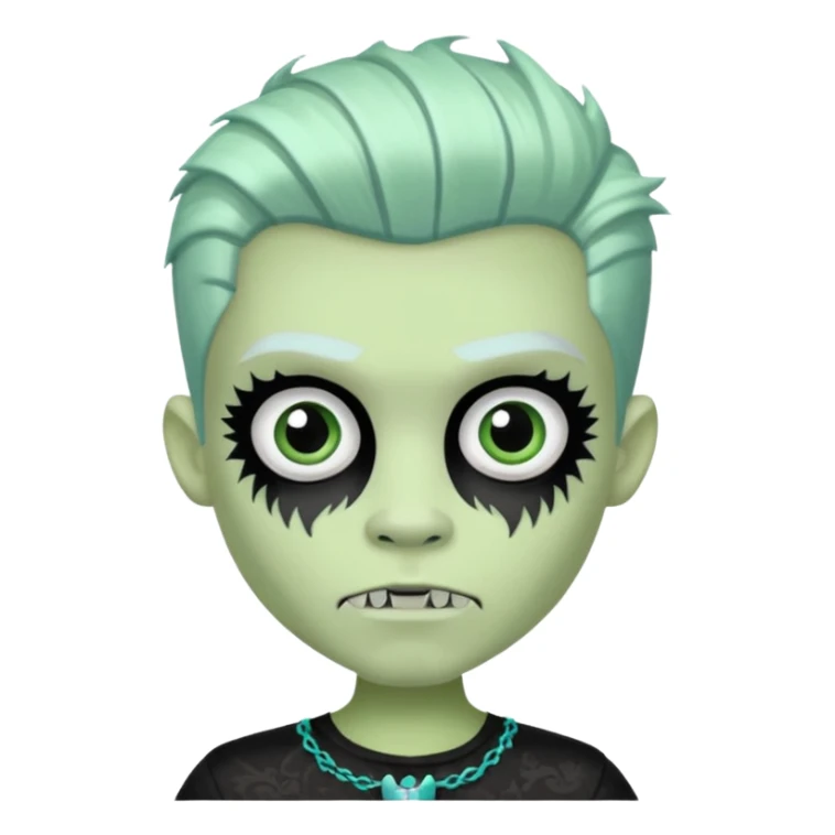 Frankie stein monster high doll boy with 5-o-clock shadow , pale white-green skin, face stiches  sticker