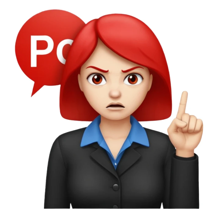 Letters saying “Don’t PMO” With an angry lady standing behind the letters with her finger up  sticker