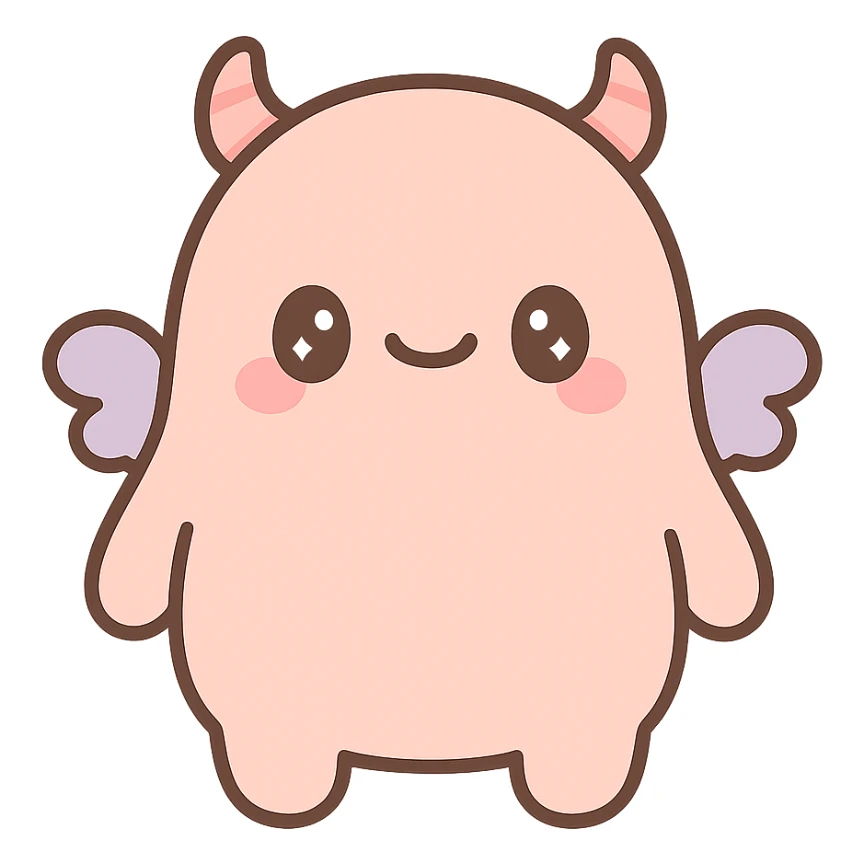 kawaii-style monster with tiny wings and a round body sticker