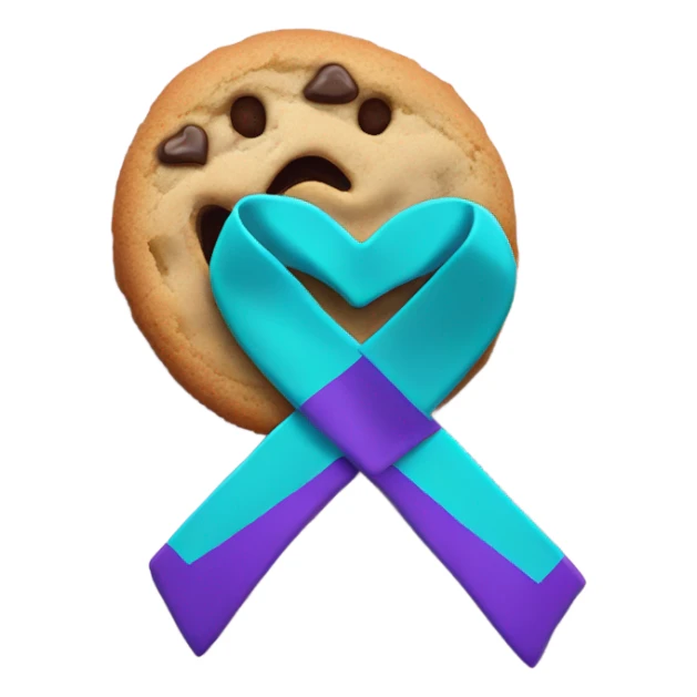 Purple teal Suicide awareness ribbon, heart cookie sticker