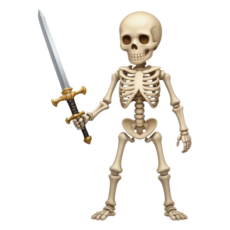 Skelton holding a sword cartoon sticker