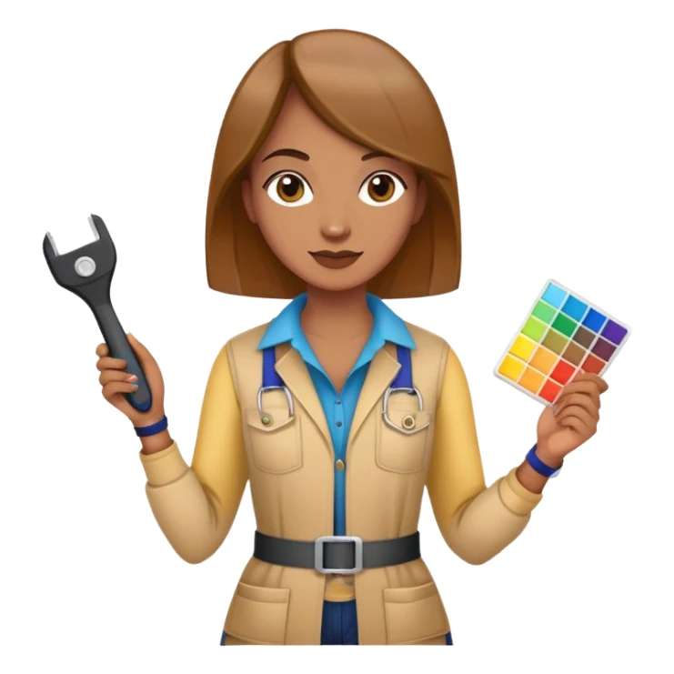 Interior designer with color swatches and measuring tape sticker