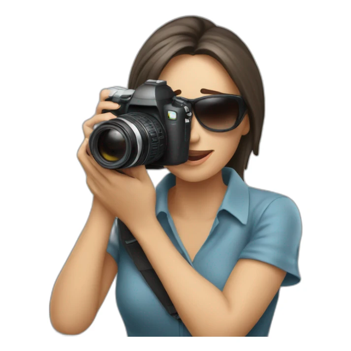 Paparazzi mujer con su cámara tomando foto sticker