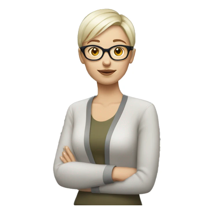 White skin woman short hair glasses sticker