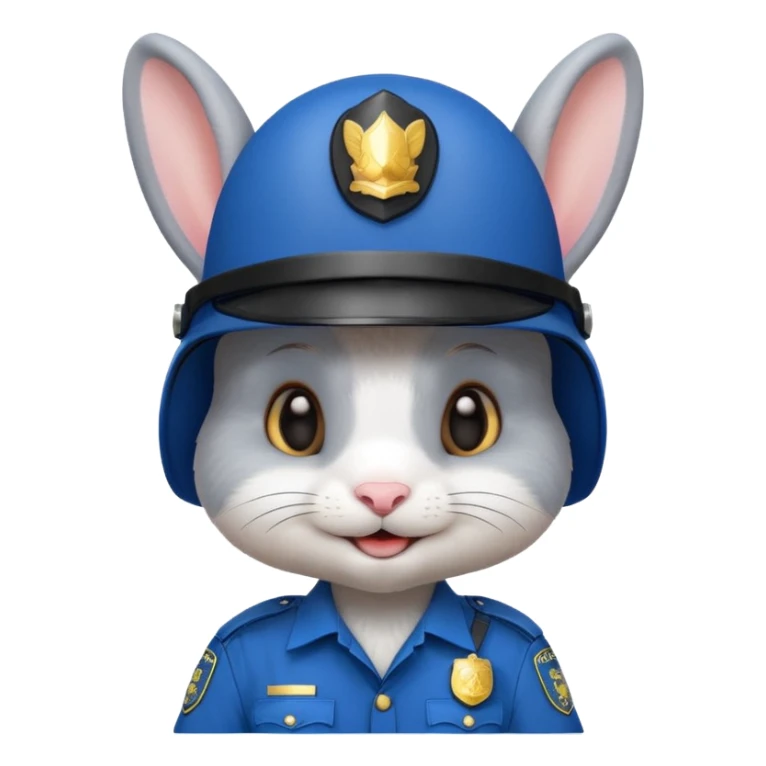 cute Rabbit police, blue uniform including helmet of uniform sticker