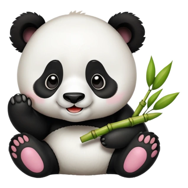Chengdu Giant Panda Research Base with cute panda, simplified emoji style with bold outlines and bright colors, cartoon style panda with bamboo sticker
