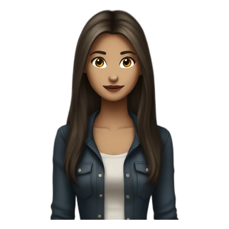 Elena Gilbert un vampire diares with long hair and a ribbed button-down t-shirt sticker