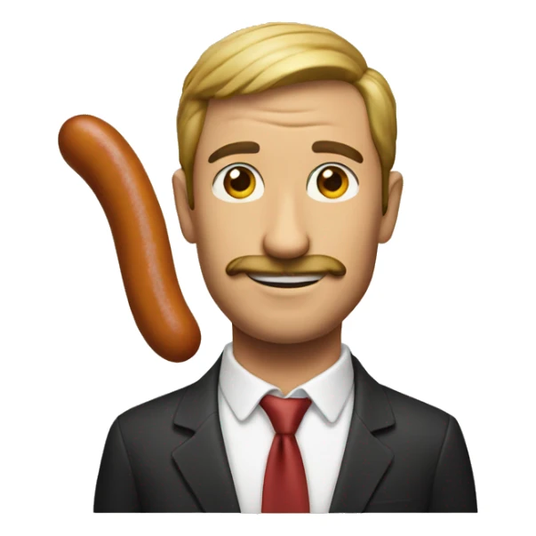 Man with a tail made of a sausage sticker