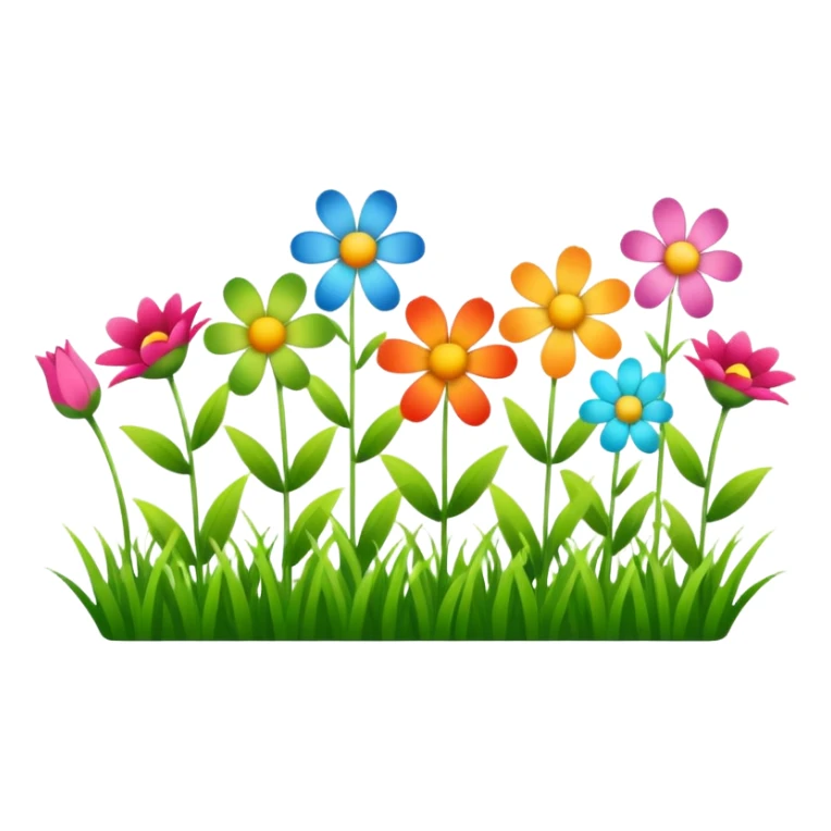a row of flowers and grass extended far sticker