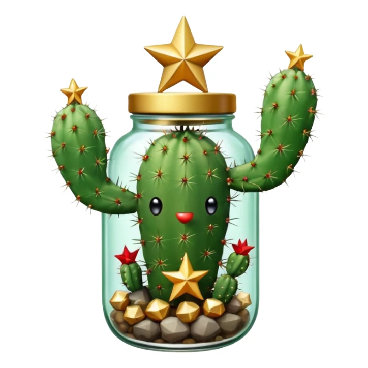 Cactus holding an overturned jar Christmas tree sticker
