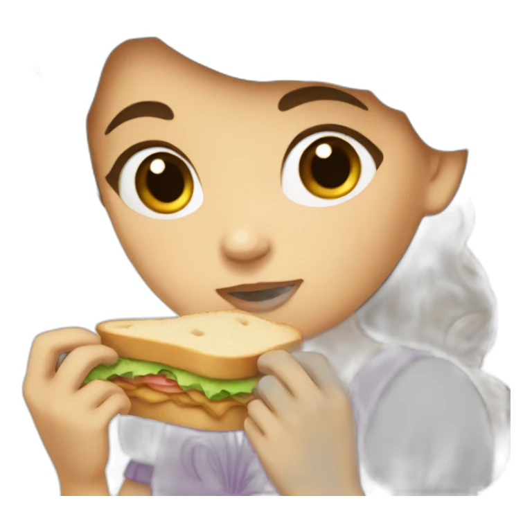 Princess Brown Hair eating a sandwich  sticker