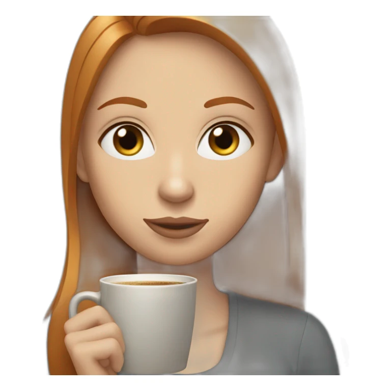 Ginger straight hair and blue eyes woman drinking a coffee  sticker