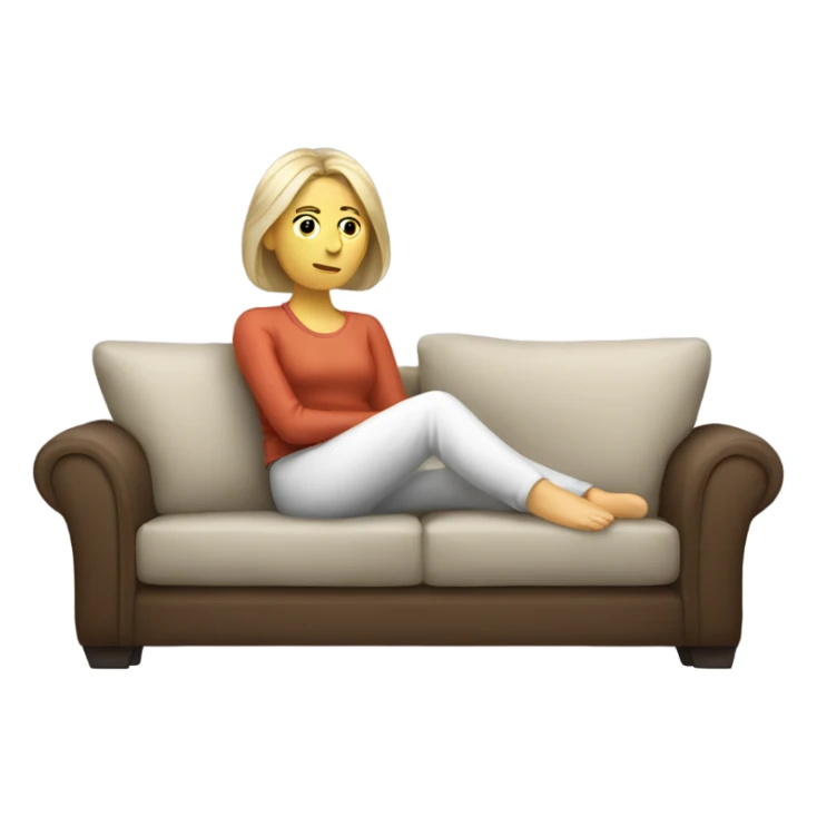 a russian woman thinking about resting on a sofa  sticker