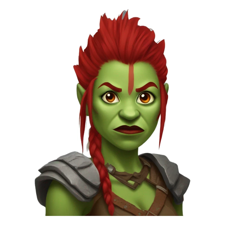 Berserker orc woman with red beard & red mohican sticker