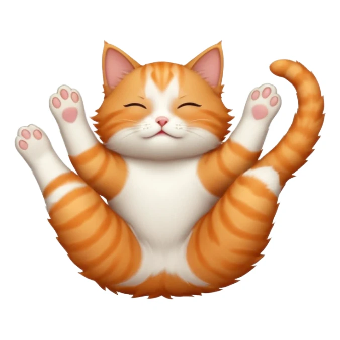ginger and white small cat in funny positions upside down with eyes closed sticker