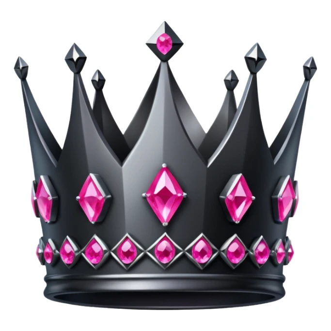 Black diamond crown with bright pink fuchsia gemstones  sticker