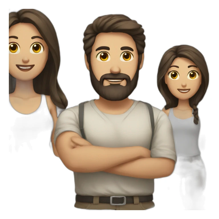 Man with black beard and woman with brown hair sticker