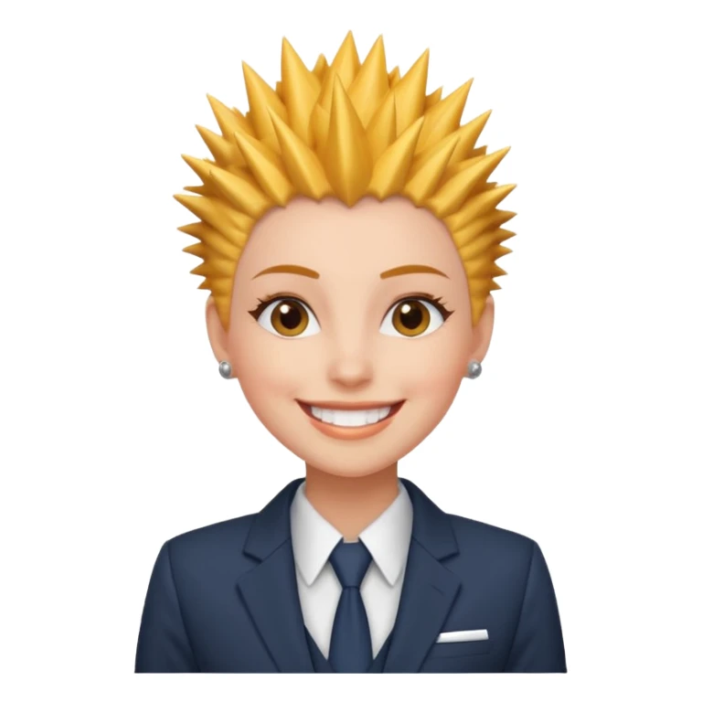 fat spiky haired happy woman with suit sticker