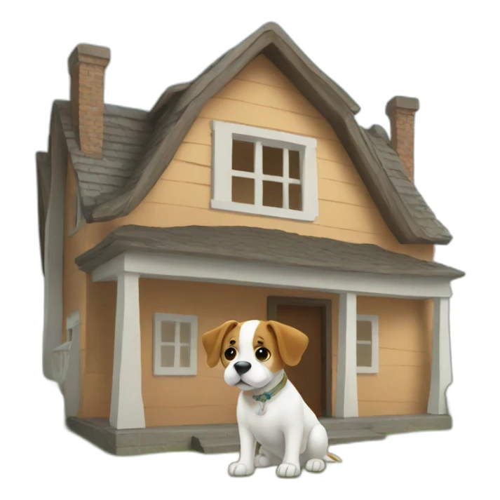 dog living in a giant house sticker