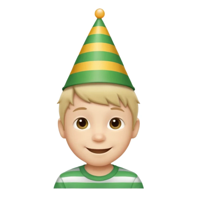 a little boy with birthday hat, striped green shirt















 sticker