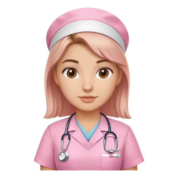 white girl nurse in soft pink scrubs sticker