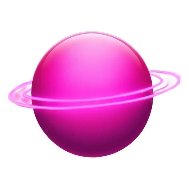 Neon pink planet with glowing rings and hearts  sticker