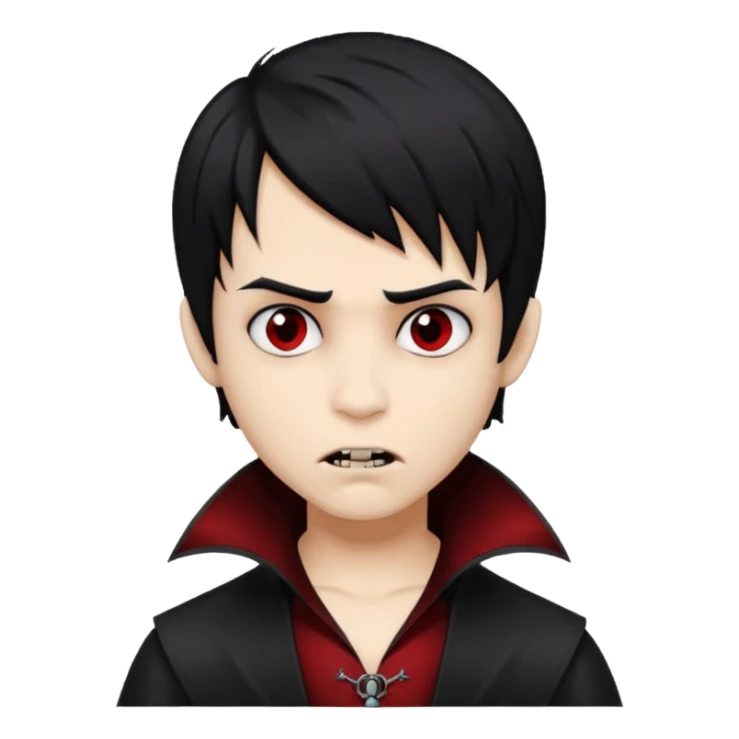 Boy, Vampire, Black Hair, medium long, emo, dark, spooky, brown skin sticker