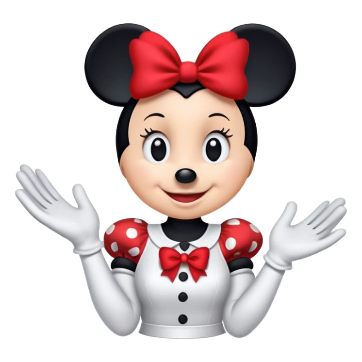 Minnie Mouse in classic emoji style, new pose sticker