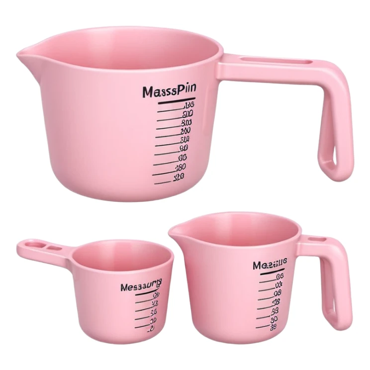 Set of pastel pink measuring cups, minimal arrangement sticker